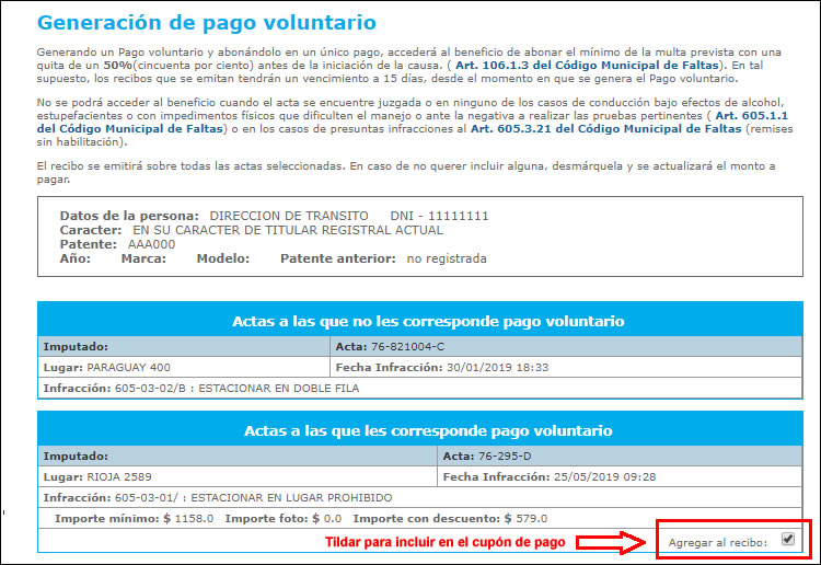 Pago voluntario de multas Municipalidad de Rosario